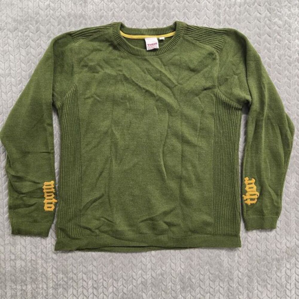 Thor MX Motocross Crewneck Knit‎ Sweatshirt Mens Size XL Army Green Wool Blend